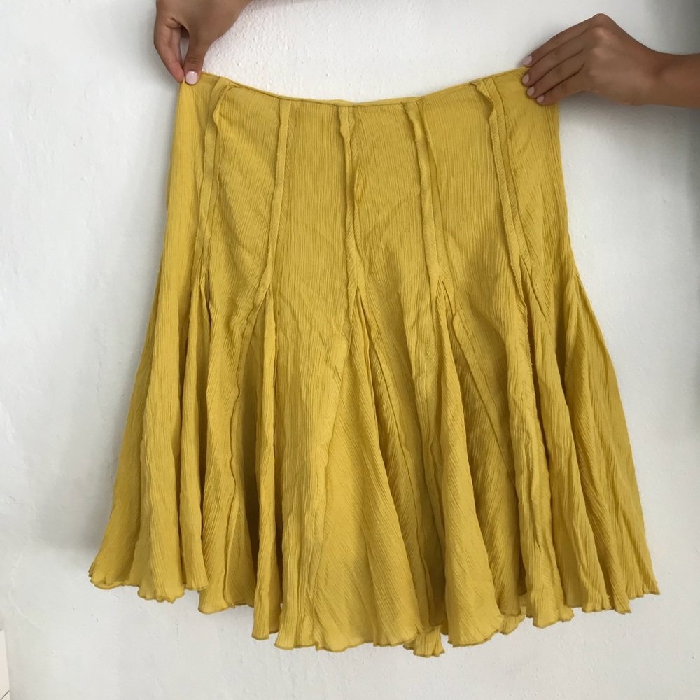 Vintage Calvin Klein yellow flowy over knee skirt